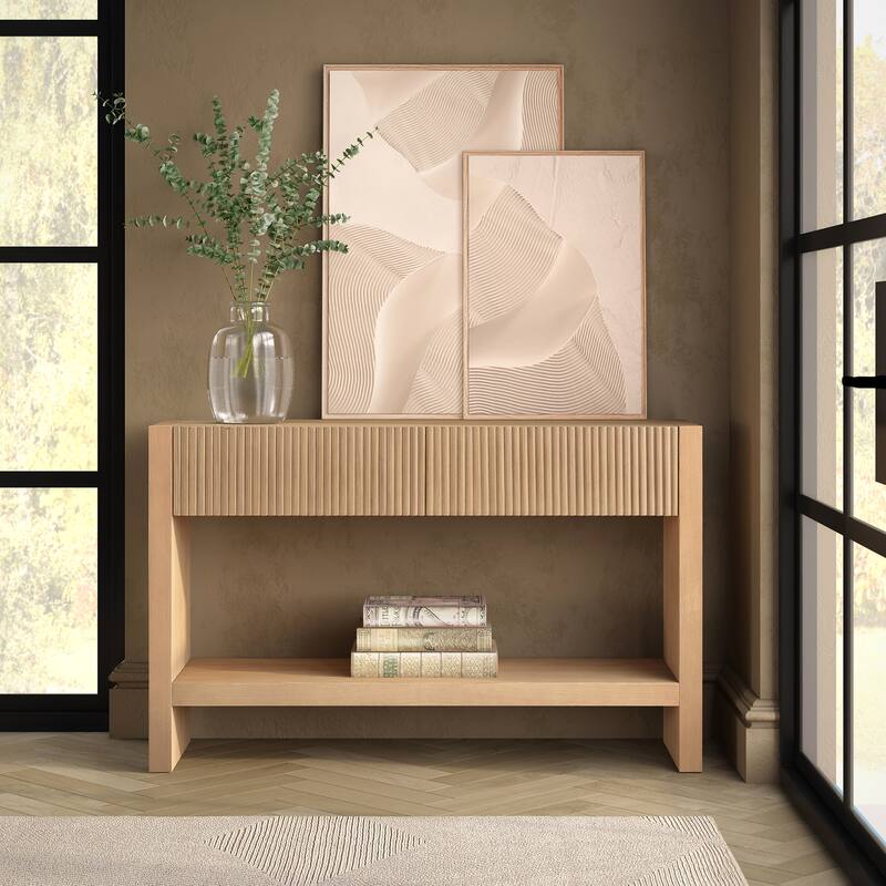 Manzanita 48" Wide Rectangular Solid Wood Fluted Console Table - 48" Wide
