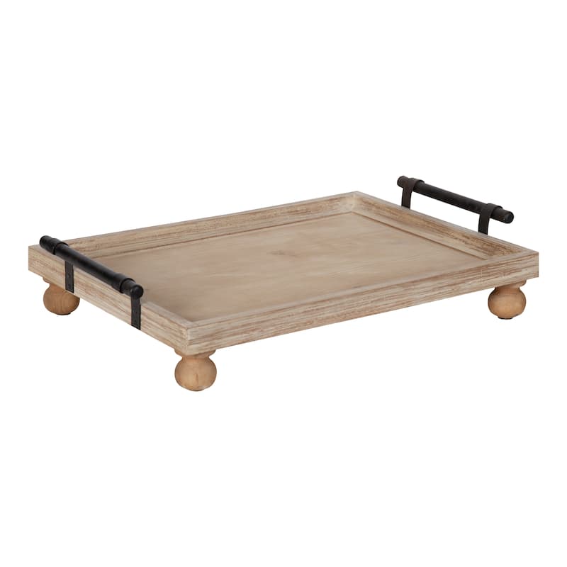 Kate and Laurel Bruillet Wooden Footed Tray - 12x16 - Brown