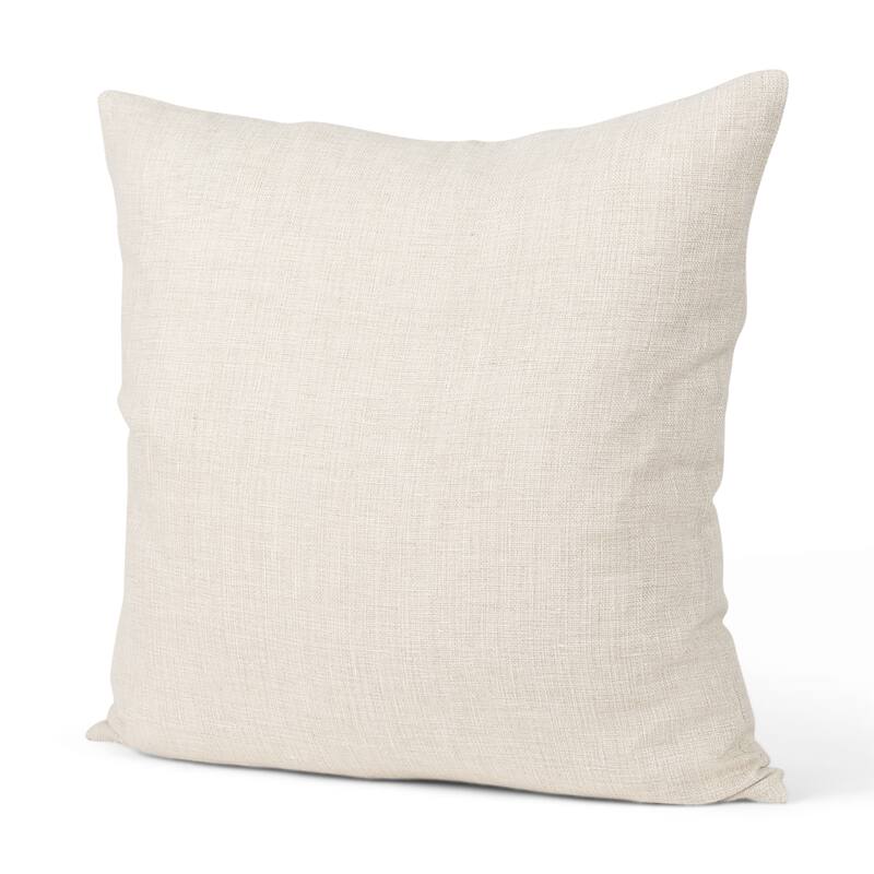 Jacklyn Brown Linen Square Decorative Pillow Cover - Square - Cream