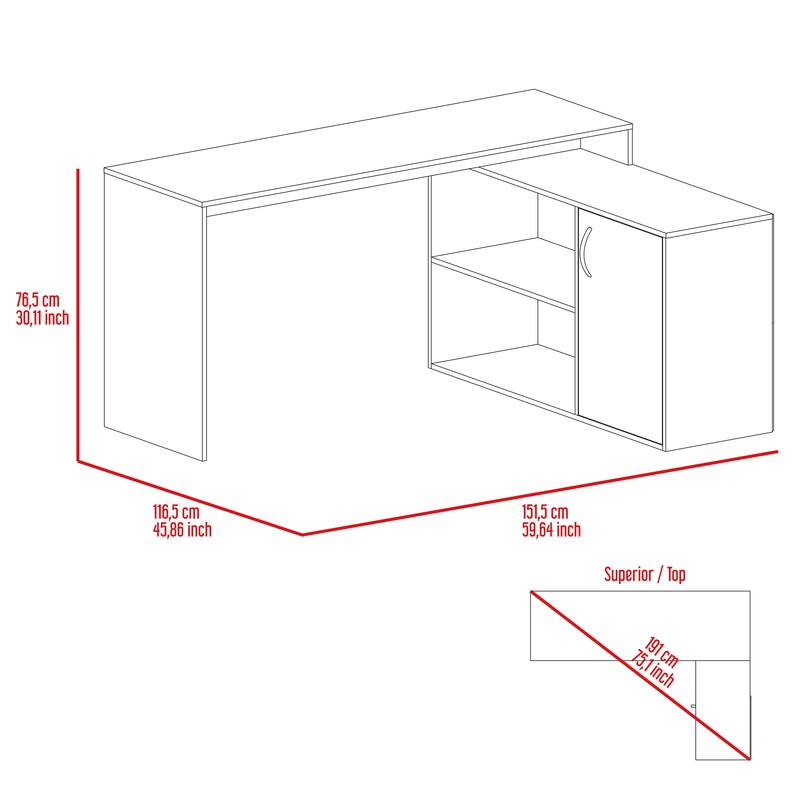 Lyncliff 1-Drawer 2-Shelf L-Shaped Office Desk