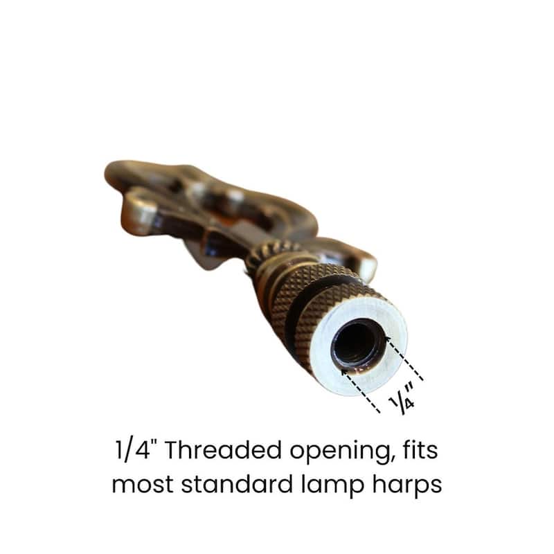 Neo-Classical Church Key Lamp Finial Antique Brass, 3.1"h