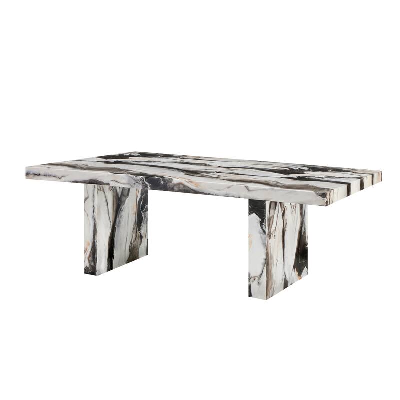 Roundhill Furniture Cavira Modern Faux Marble Dining Table with 4 Chairs and Bench