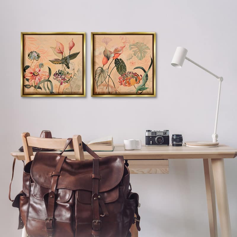 Stupell Elegant Flower Organics Framed Floater Canvas Wall Art Design By Dusza (Set of 2)