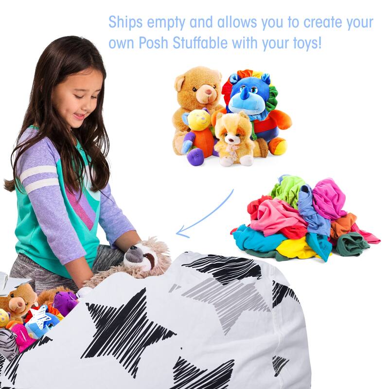 Kids Bean Bag Chair Cover Stuffed Animal Storage or Toy Organizer