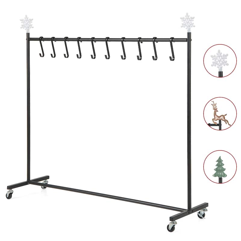 Gymax 10-Hook Christmas Stocking Holder Stand on Wheels w/ 6 Removable - Multi - See Details