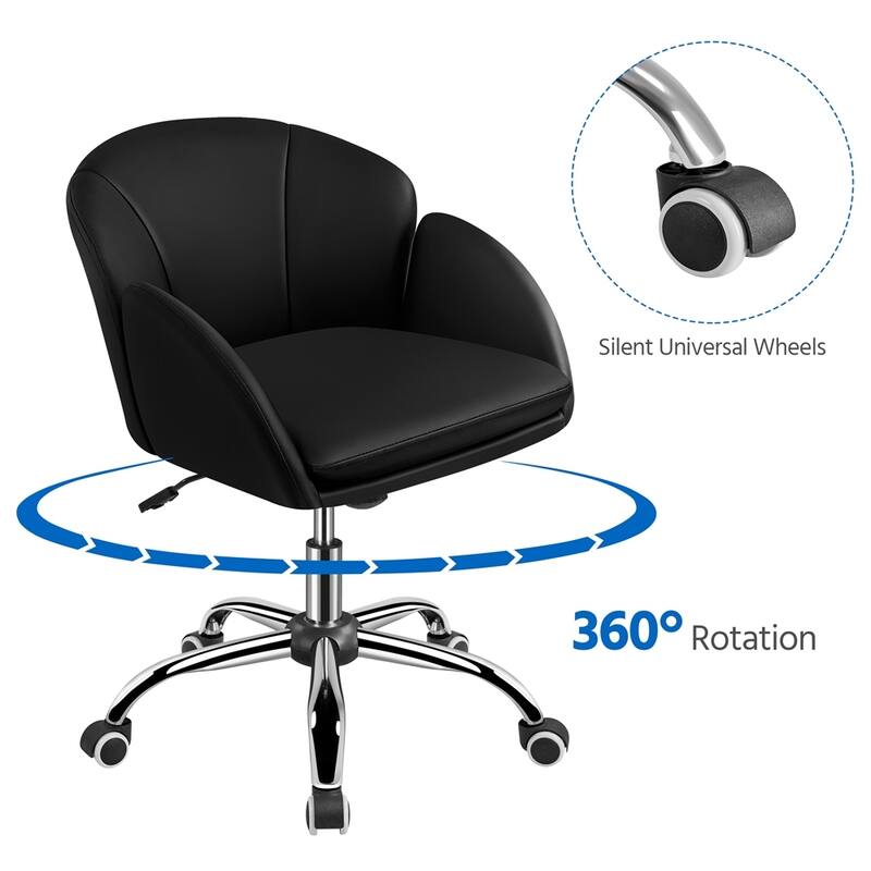Yaheetech Modern Swivel Rolling Desk Chair Makeup Vanity Chair for Home Office