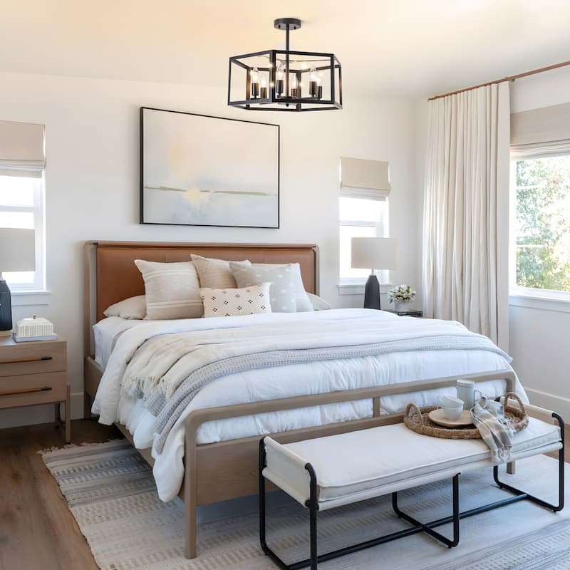 Starsky 6-light 19in Geometric Industrial Ceiling Light Unique Round Semi Flush Mount