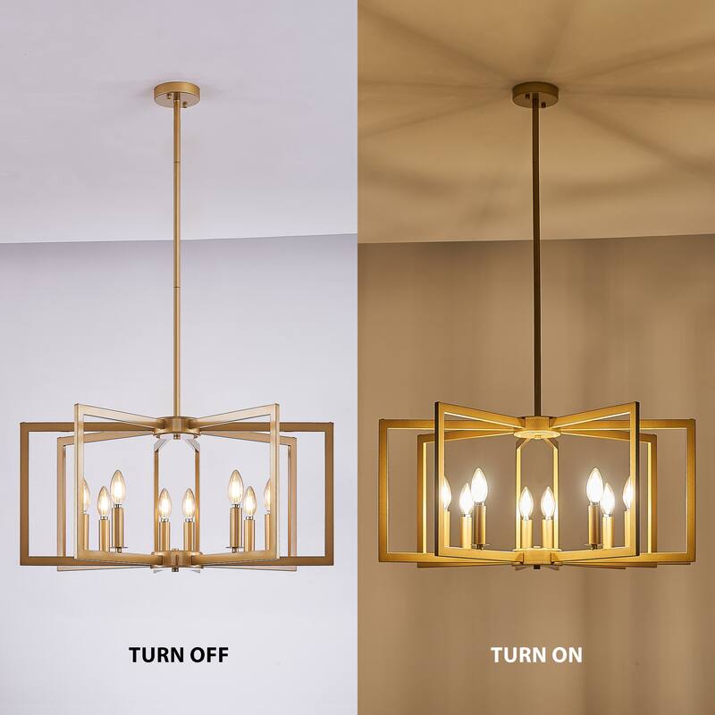 27" 8-Light Gold Geometric Chandelier - Industrial - Living Kitchen