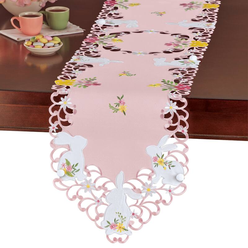 Bunnies and Embroidered Floral Table Linens