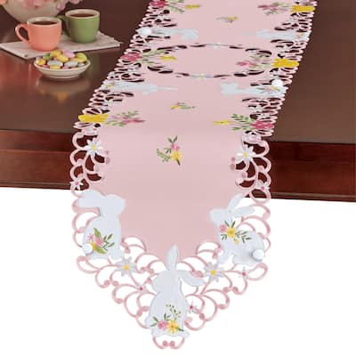 Bunnies and Embroidered Floral Table Linens