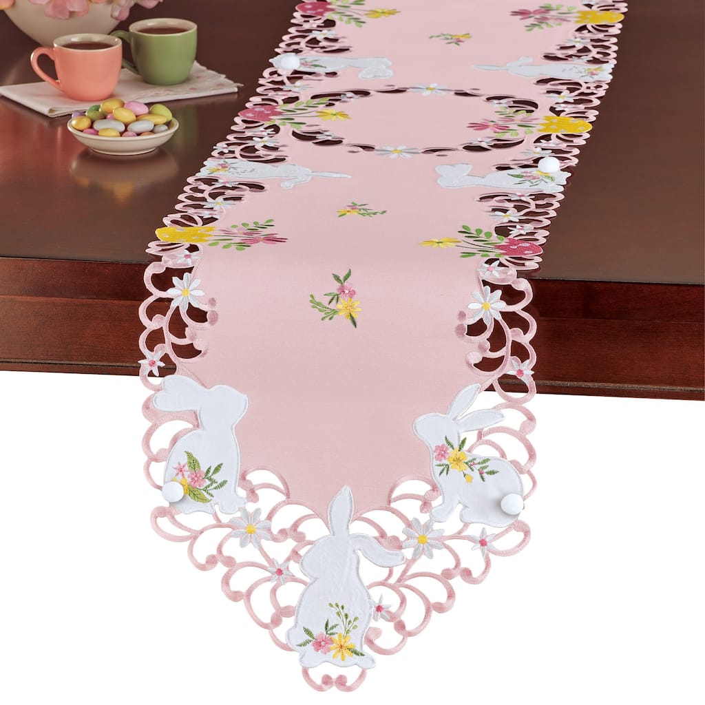 Bunnies and Embroidered Floral Table Linens