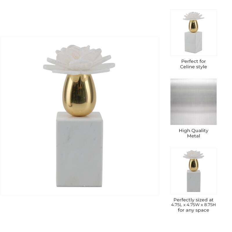 Marble Statue Elegant Floral Decorative Sculpture Object Home Decor