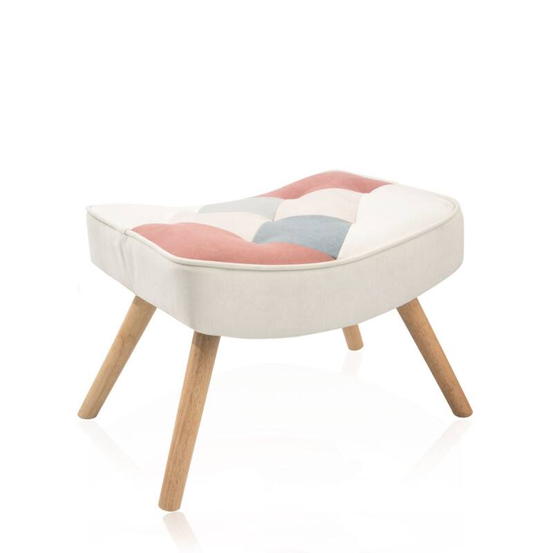 Accent Chair with Ottoman, Comfy Side Armchair for Bedroom, Creative Splicing Cloth Surface