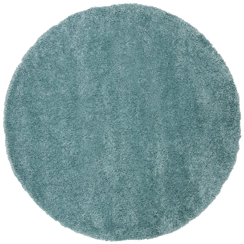 SAFAVIEH Royal Shag Soffia 2-inch Thick Rug - 6'7" x  6'7" - Aqua - Round