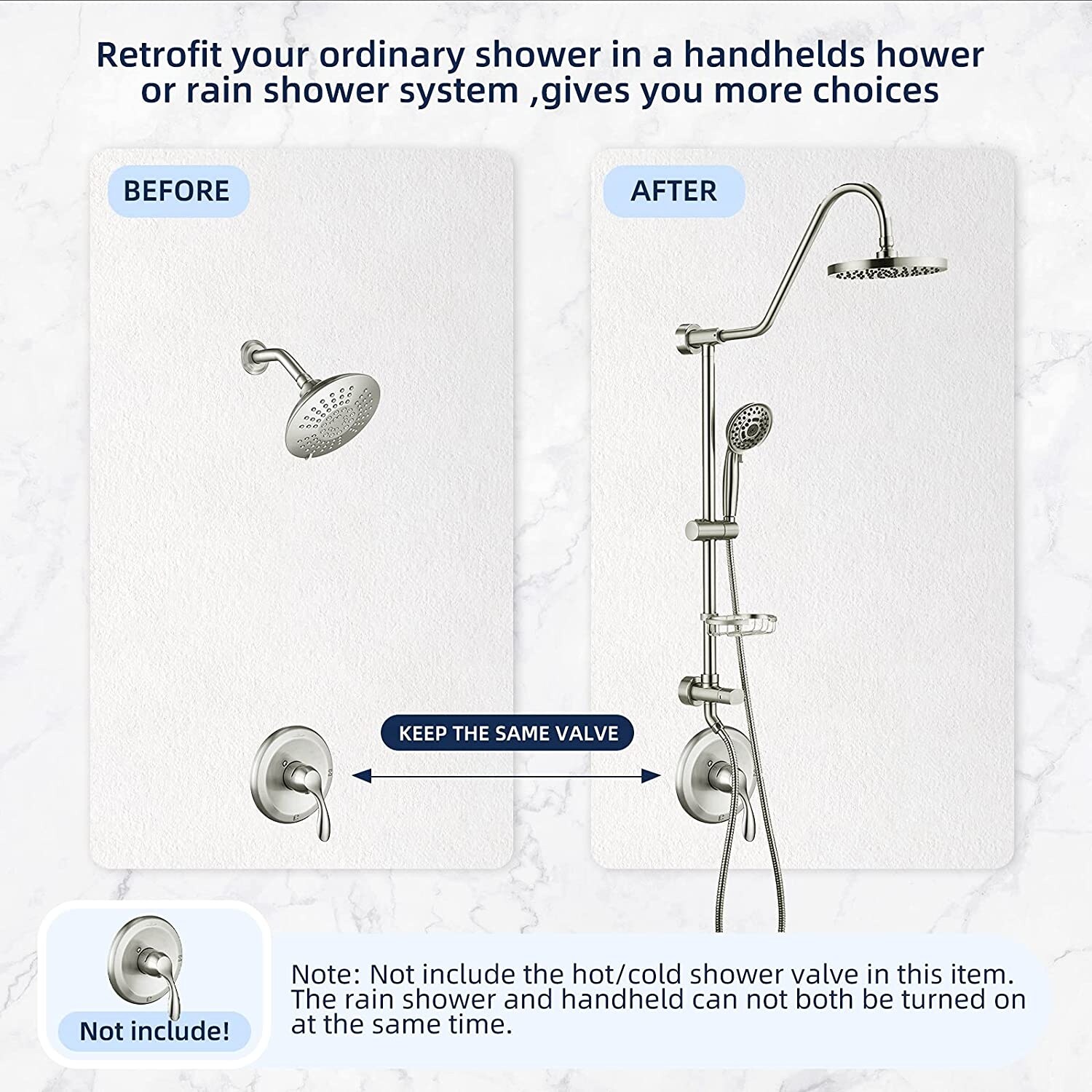 EPOWP Shower System Hand Shower Adjustable Slide Bar and Soap Dish - Bed  Bath & Beyond - 35531230