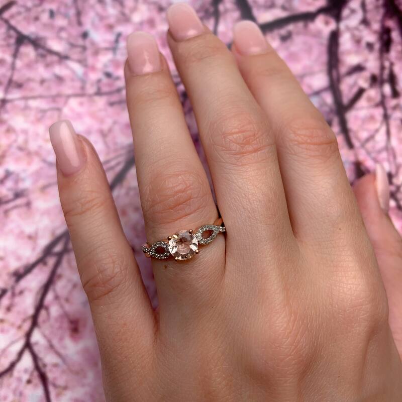 Miadora 10k Rose Gold Morganite and 1/10ct TDW Diamond Infinity Engagement Ring