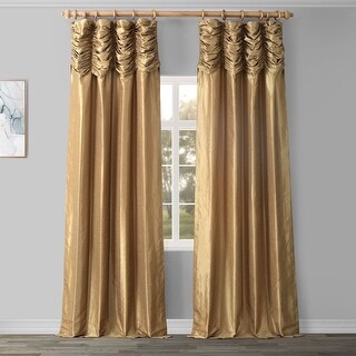 Ex. Fabrics Ruched Textured Faux Dupioni Silk Curtain (1 Panel)