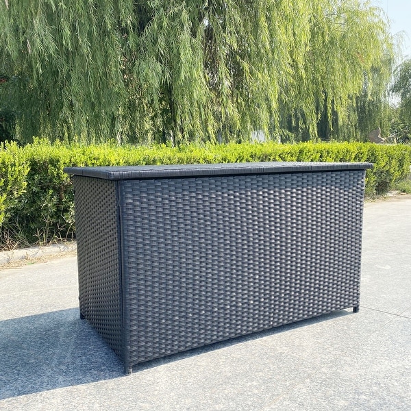 Grearden Outdoor Wicker Patio Storage Deck Box for Cushions Pillows. Opens flyout.