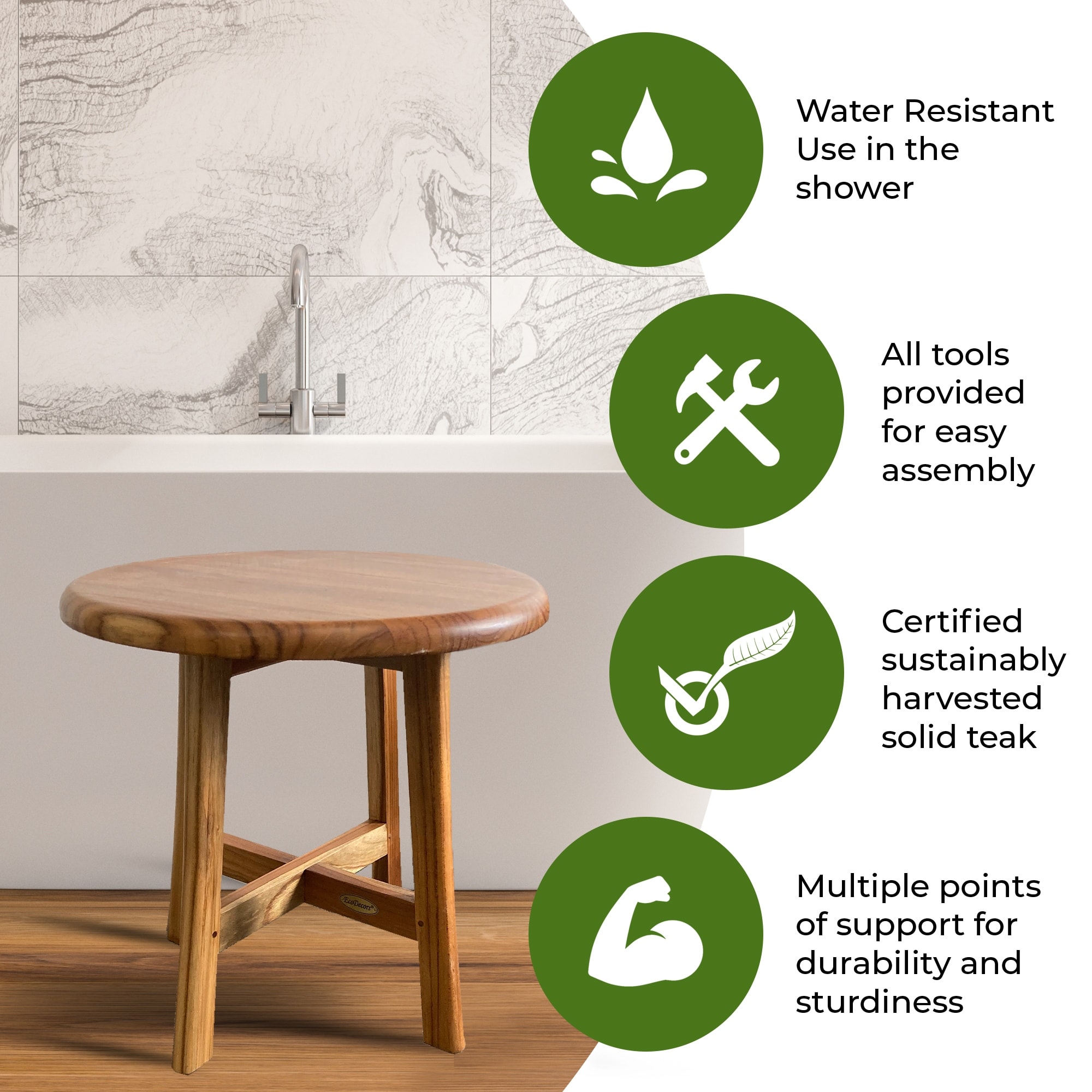 Round wood deals shower stool
