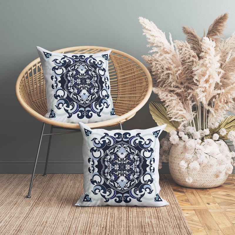 Soft Square Escape Faux Suede Reversible Throw Pillow Blue and Mint