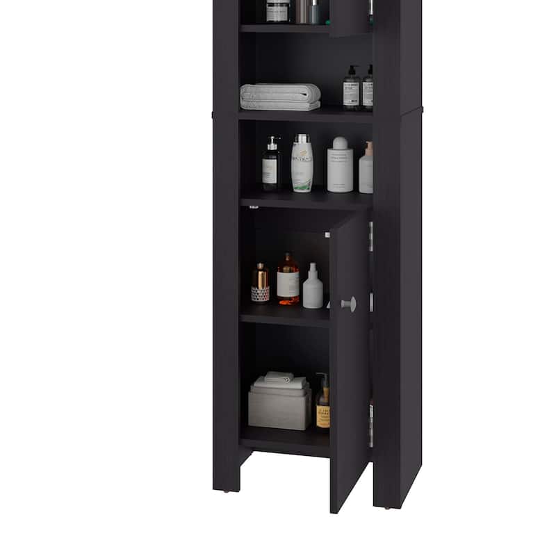 Wenge Tall Stylish Cabinet with Closed Compartments