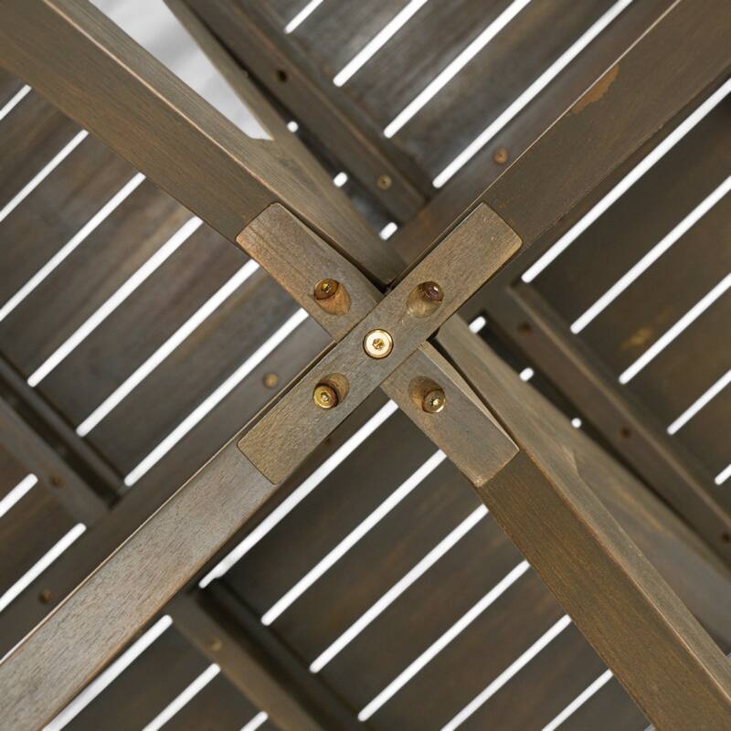 Stanford Outdoor Round Acacia Wood Dining Table with X Base, Gray Finish