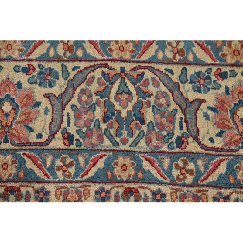Vegetable Dye Floral Yazd Antique Persian Wool Carpet - 6'6" x 9'10"