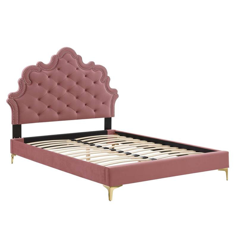 Gwyneth Tufted Performance Velvet Full Platform Bed