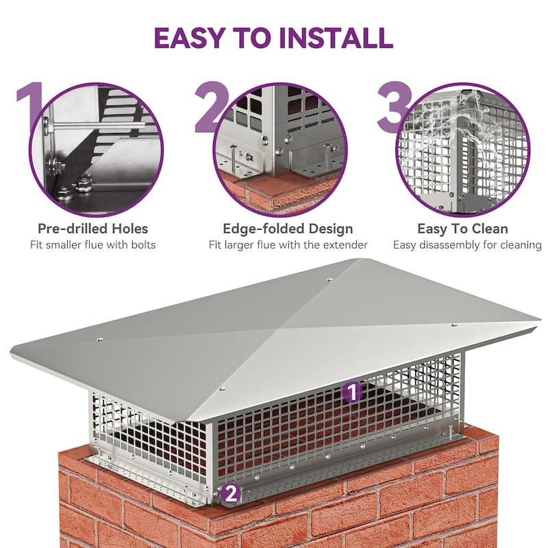 17" x 29" Chimney Cap with Adjustable Metal Strips