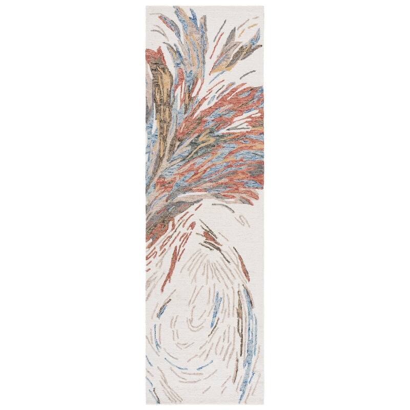 SAFAVIEH Handmade Ebony Gunnhildur Wool Rug - Ivory/Blue - 2'3" x 8' Runner