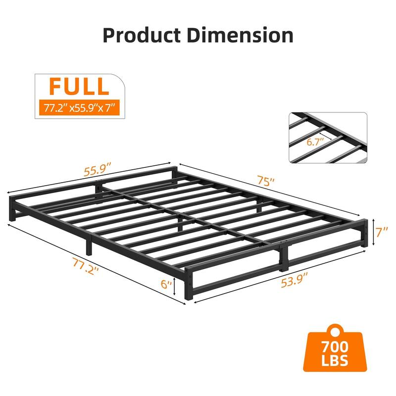 6 Inch Metal Platform Bed Frame with Steel Slat Support