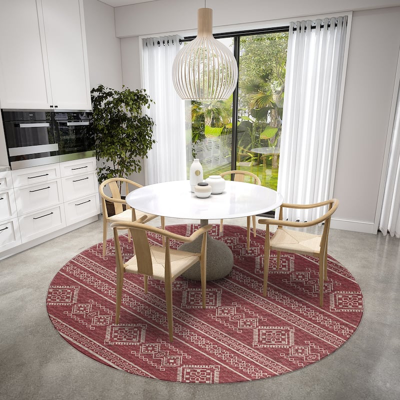 Indoor/ Outdoor Yuma Boho Washable Rug - 8' x 8' - Canyon