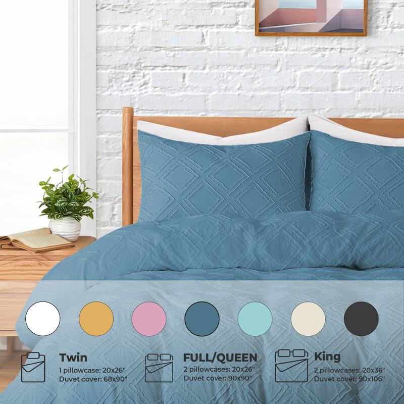 Clipped Jacquard Geometric Duvet Cover & Pillowcase Set