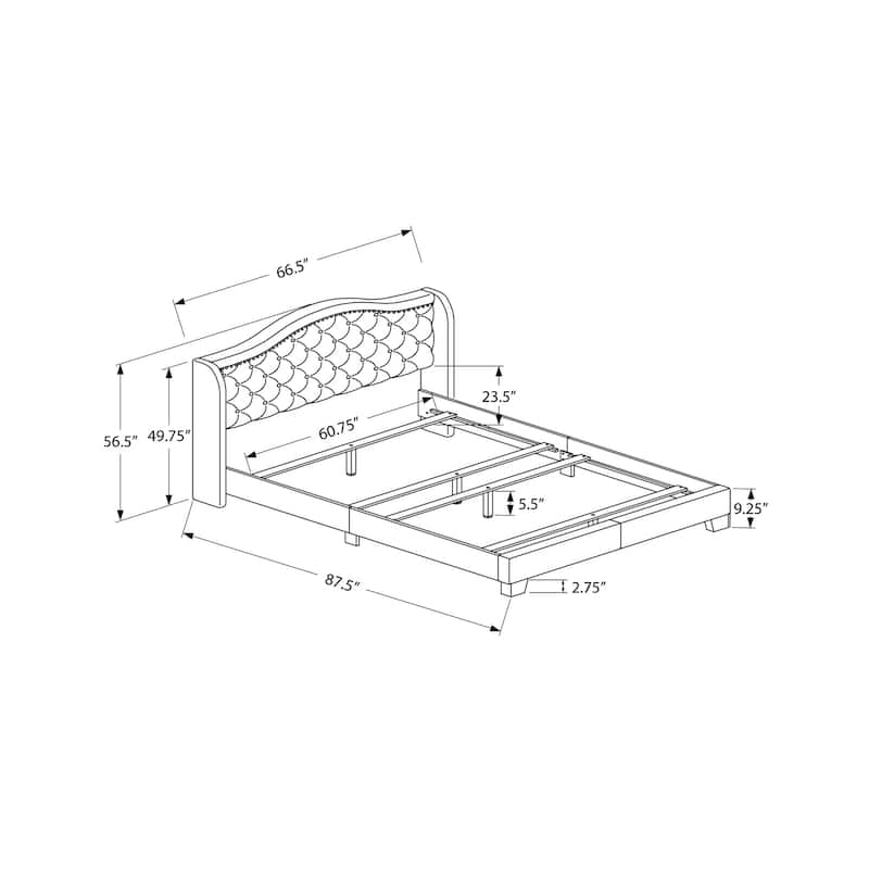 Modern Velvet Bed Frame Queen Size, Upholstered Platform Bed with Wood Legs, Dark Grey Bed Frame, Minimalist Design