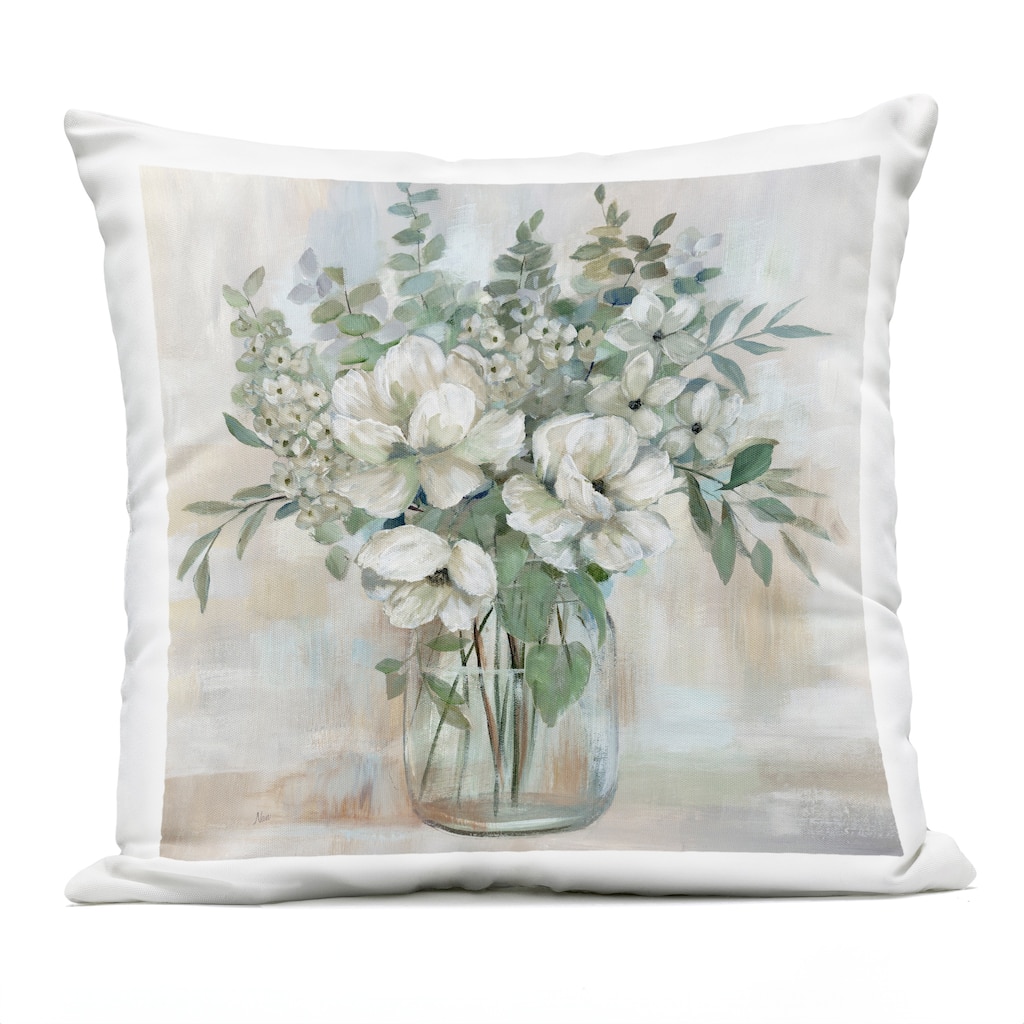 Stupell Lively Flower Vase in Green Tones Printed Outdoor Throw Pillow Design by Nan