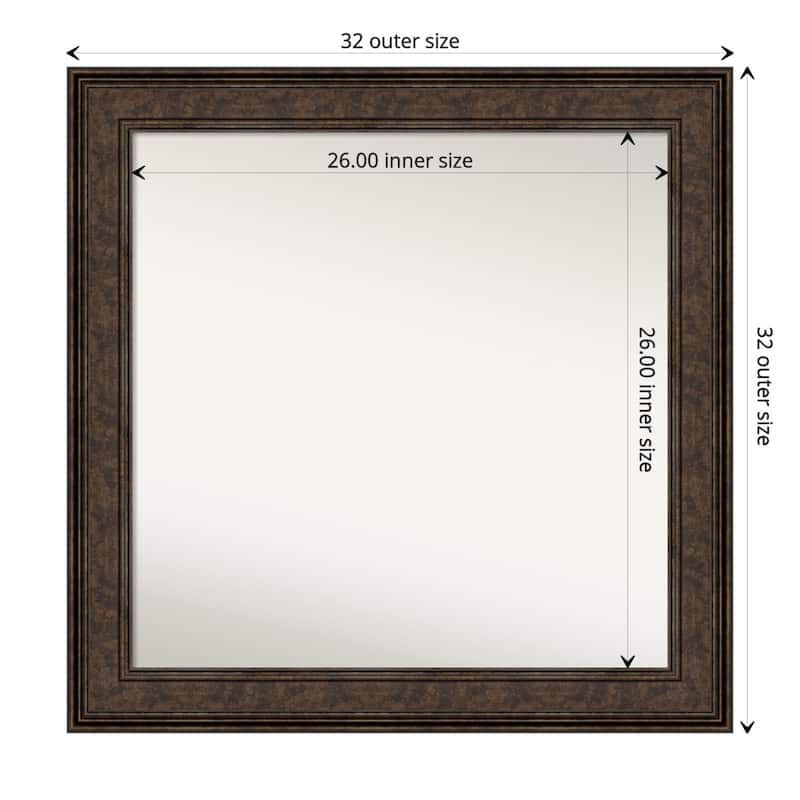 Non-Beveled Wall Mirror - Ridge Bronze Frame - 32 x 32 in - Ridge Bronze