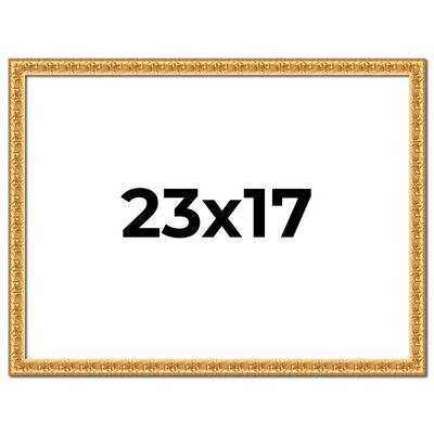 23x17 Frame Gold Real Wood Picture Frame Width 1 inches | Interior