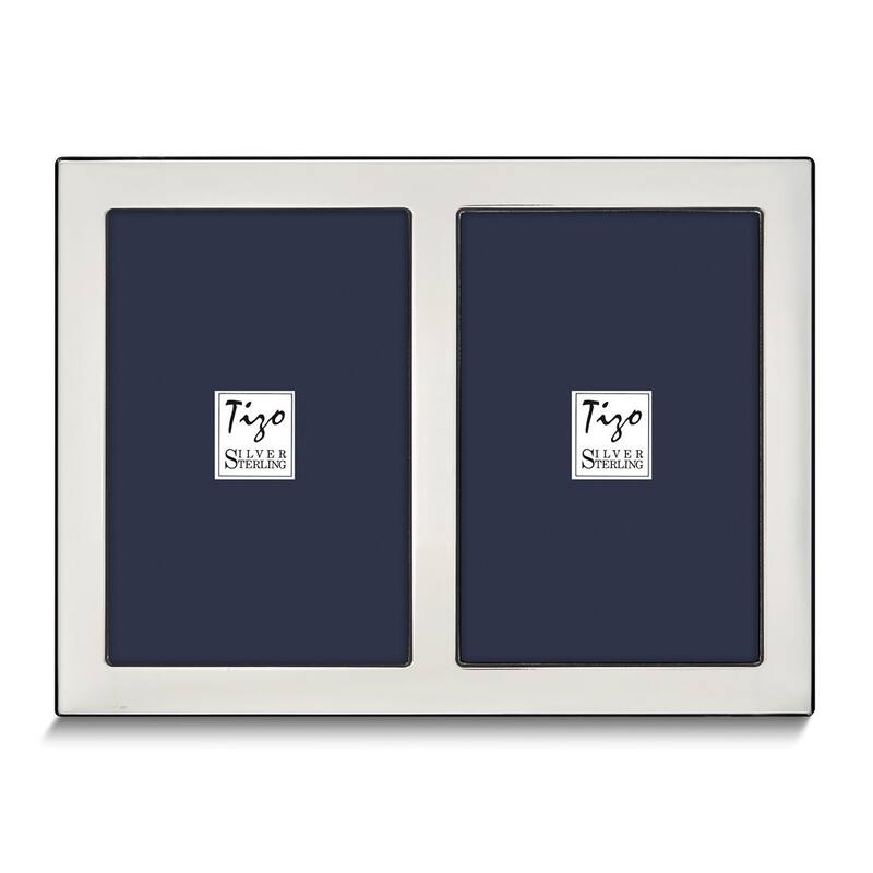 Curata Sterling Silver Tarnish Resistant Plain Double 4x6 Photo Frame