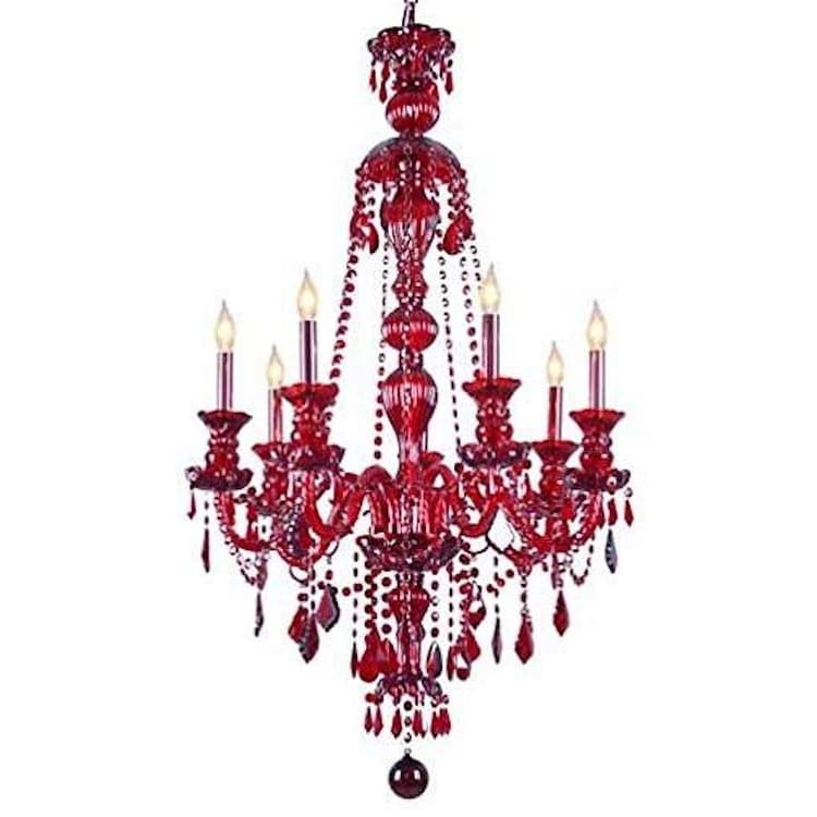 Ruby Red Crystal Chandelier H42" X W26" . - Chandeliers For Bedrooms by Overstock.com