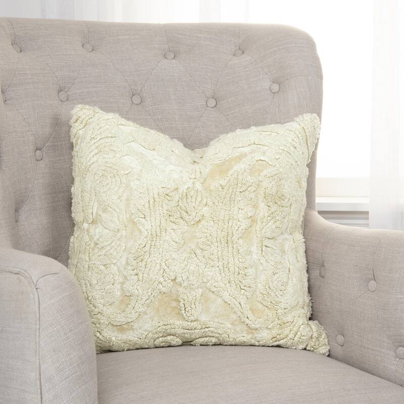 Ivory Butterfly Cotton Embroied Throw Pillow