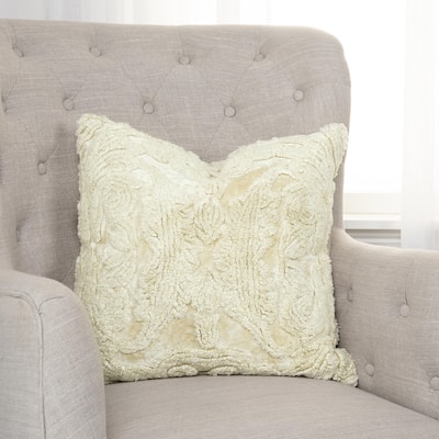 Ivory Butterfly Cotton Embroied Throw Pillow