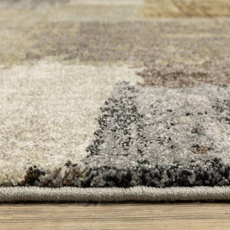 ROW Gemma Modern Layerd Block Green/Brown Area Rug