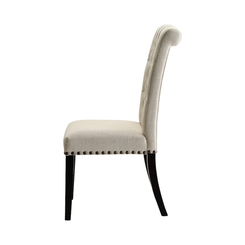 Letnitsa Beige and Rustic Espresso Tufted Dining Chairs (Set of 4)