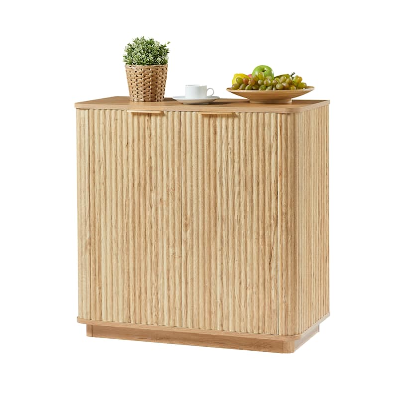 GDF Studio - Avalon Modern Curved Fluted Buffet Sideboard Cabinet with Adjustable Shelf