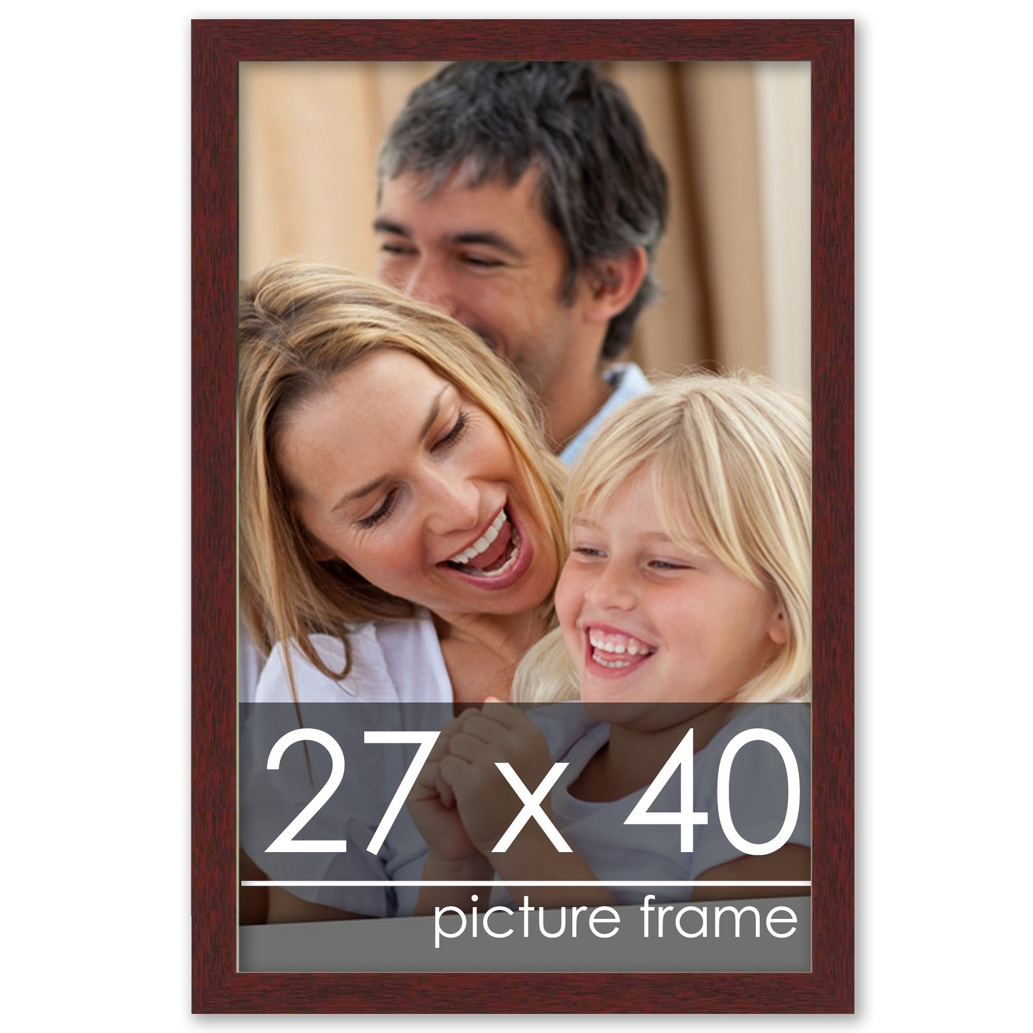 27x40 Traditional Walnut Wood Picture Frame with UV Acrylic Foam Board Backing Hardware