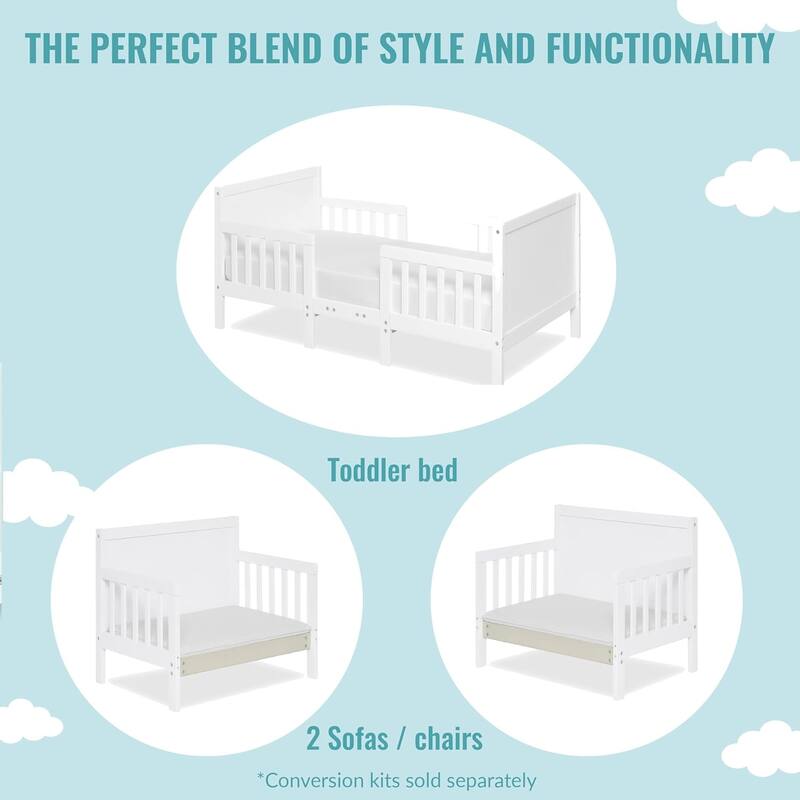 Dream On Me Hudson 3 in 1 Convertible Toddler Bed White