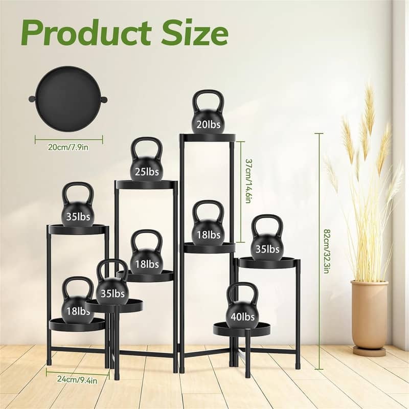 9 Tier Metal Plant Stand Indoor Outdoor - 37.7 x 9.4 x 32.3