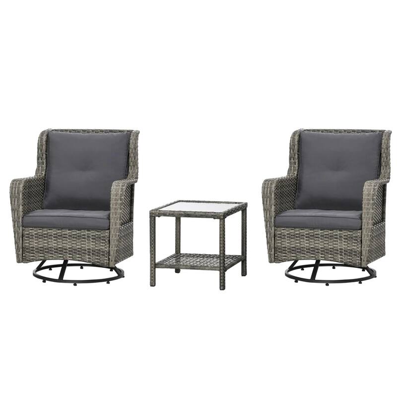 360° Rotation, Rocking Patio Bistro Set, Outdoor Porch Furniture