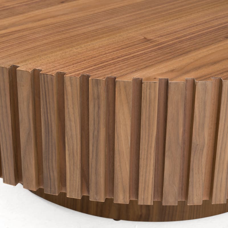 Modrest Pierre Modern Walnut Large Round Coffee Table