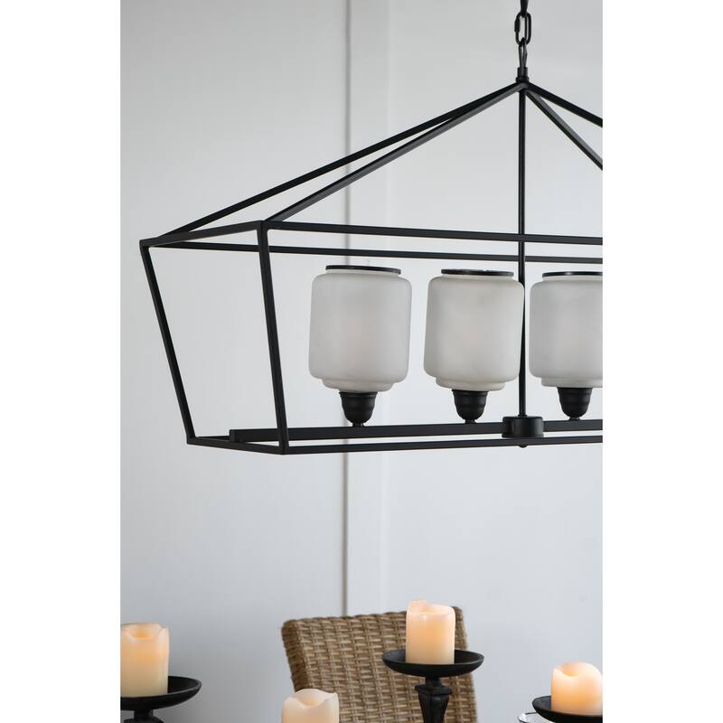 41.7x14.2x23.8" Iron Chandelier, Sleek Industrial Style Hanging Light Fixture, Bulb Not Included